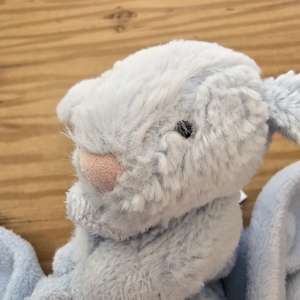 Jellycat Blue BUNNY RABBIT Lovey  Security Blanket 13”× 13